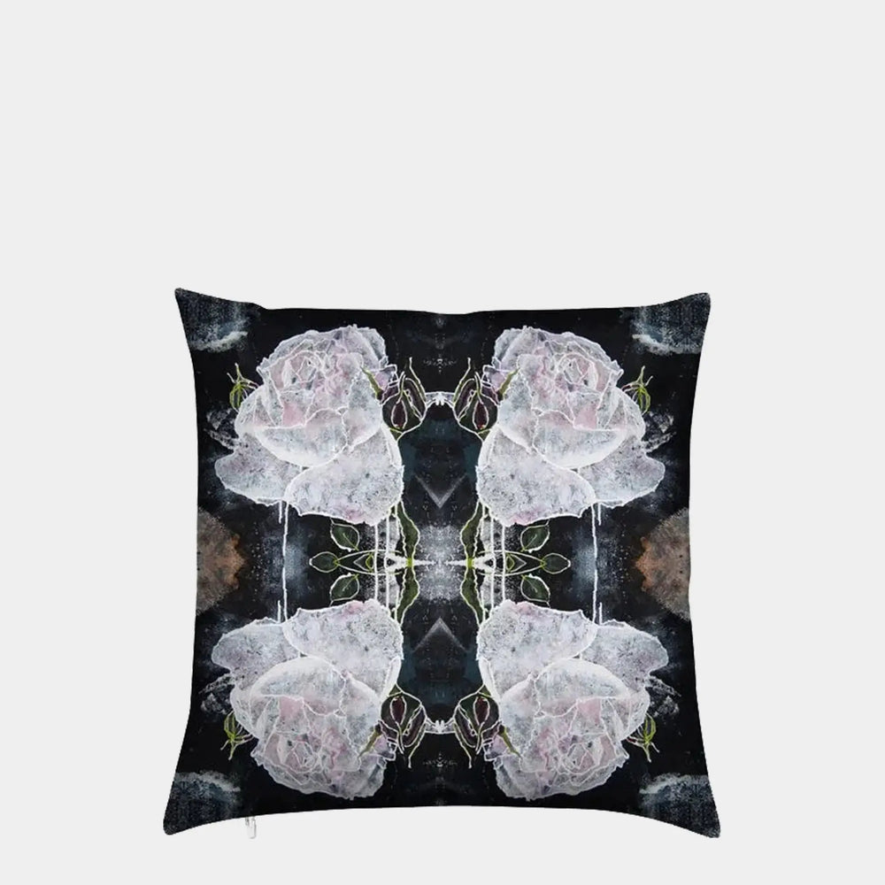 Velvet Cushion - White Roses Long Studio Design