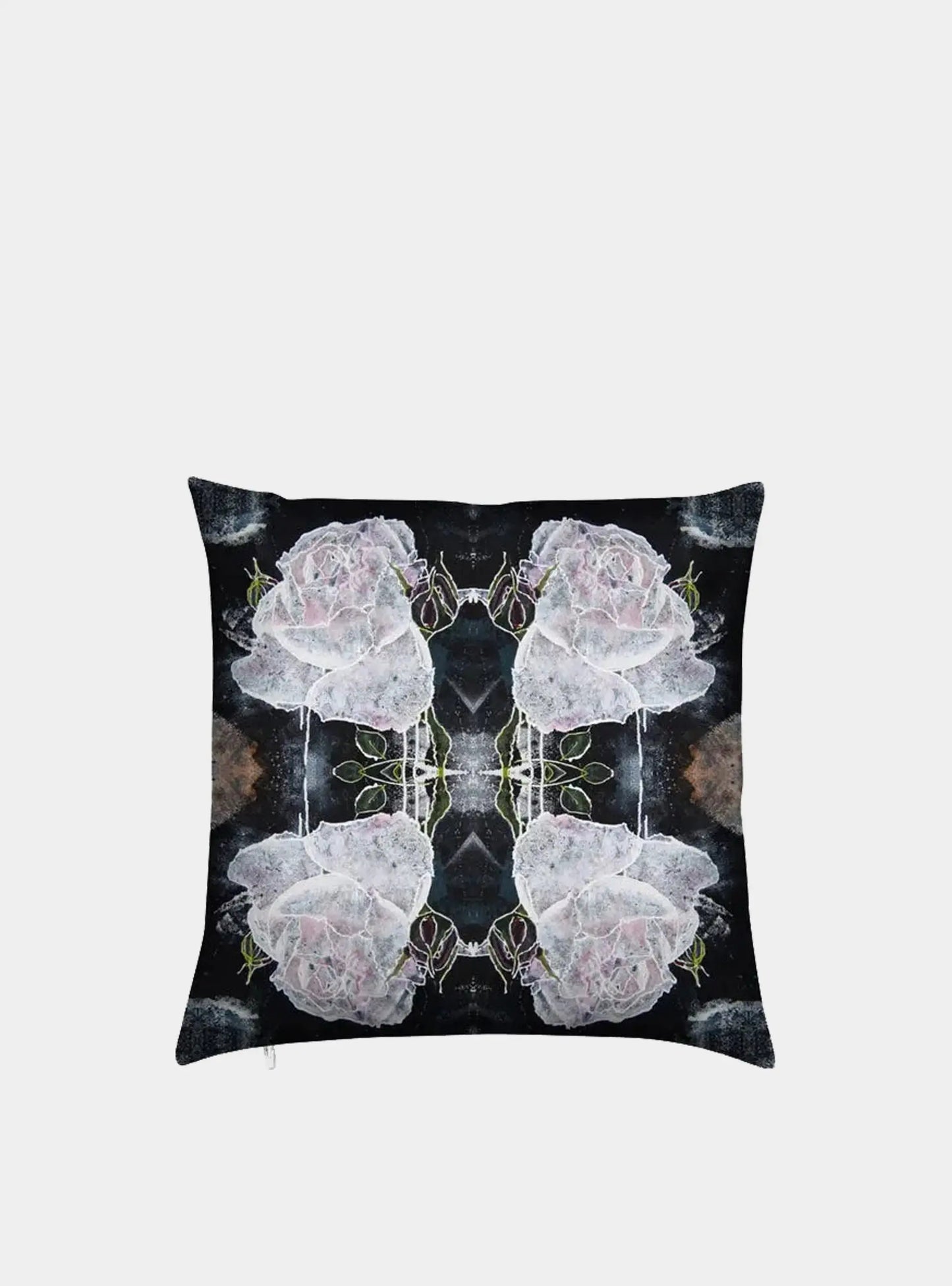 Velvet Cushion - White Roses Long Studio Design