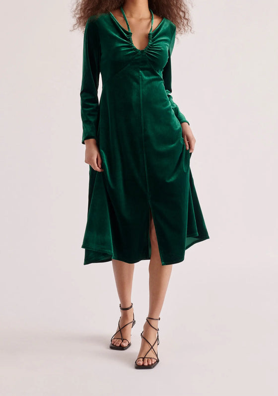 Velvet Tie-Neck Dress Paisie