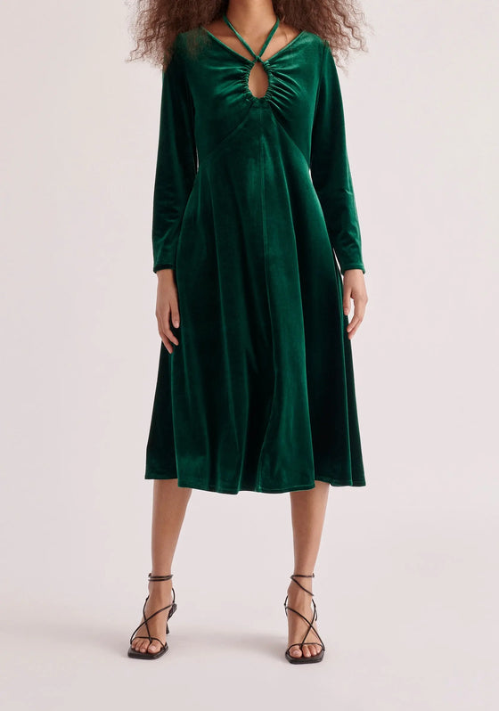 Velvet Tie-Neck Dress Paisie