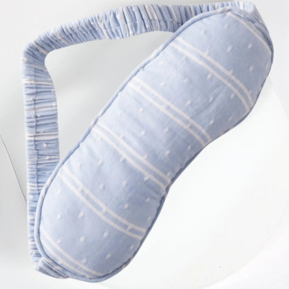 Viola Beach Stripe Ethical-Cotton Eye Mask - Glacier Blue Peachaus