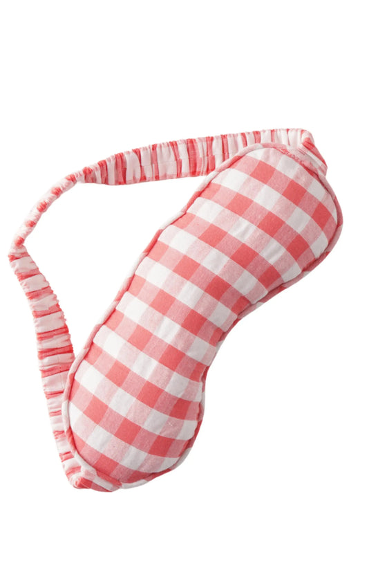 Viola Gingham Check Ethical-Cotton Eye Mask - Canyon Peach Peachaus