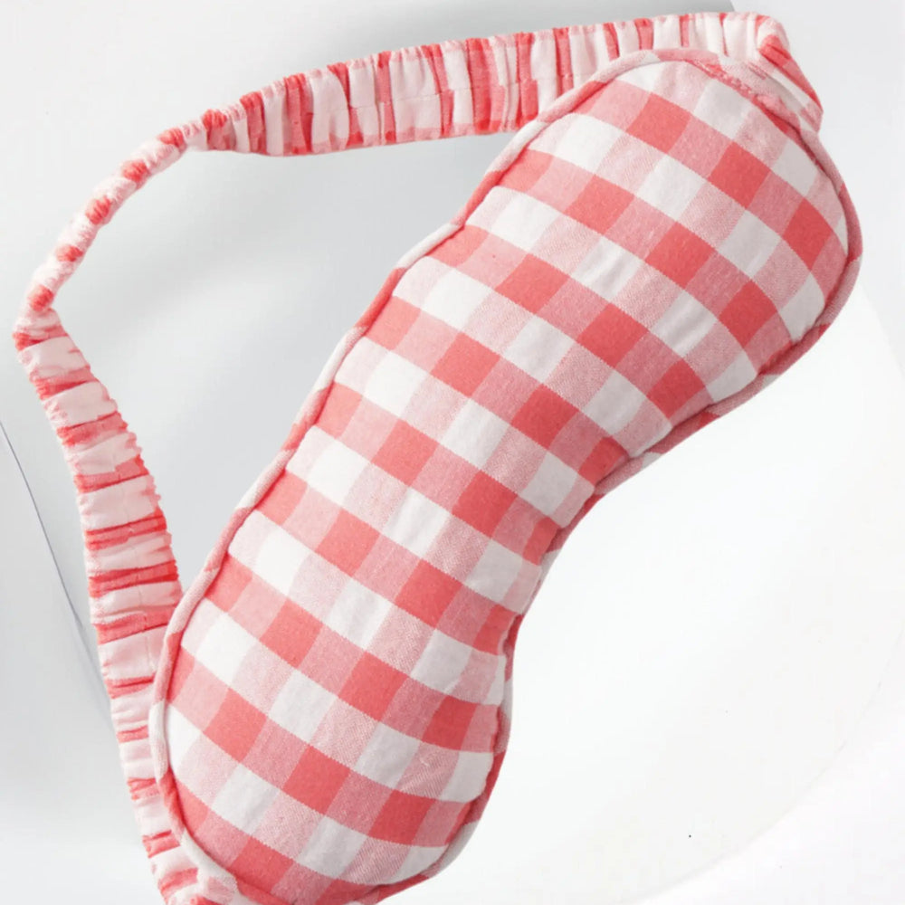 Viola Gingham Check Ethical-Cotton Eye Mask - Canyon Peach Peachaus