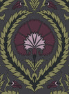 Wallpaper Acanthus and Wreath Grape and Green on Coffee Long Studio Design