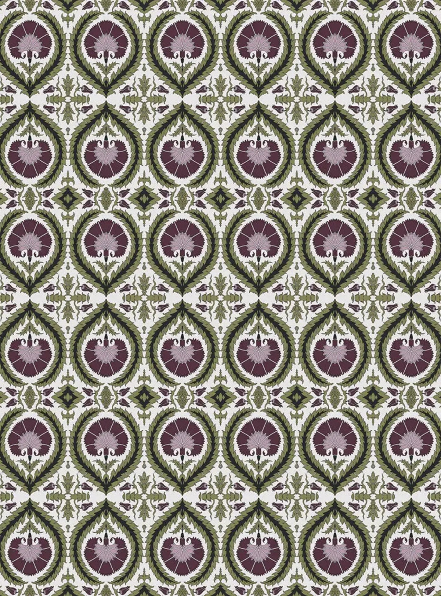 Wallpaper Acanthus and Wreath Grape on White Long Studio Design