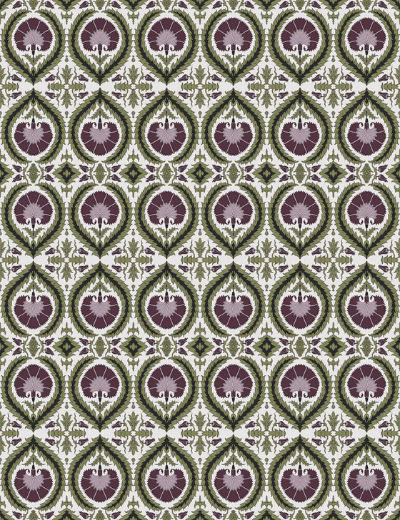 Wallpaper Acanthus and Wreath Grape on White - £37.50 per Sq Metre Long Studio Design