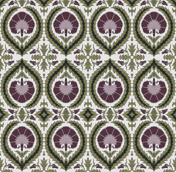 Wallpaper Acanthus and Wreath Grape on White - £37.50 per Sq Metre Long Studio Design