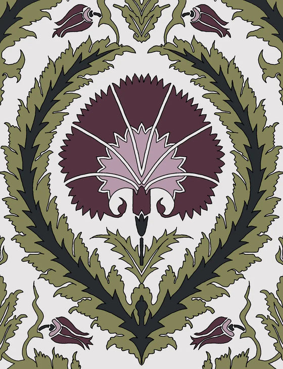 Wallpaper Acanthus and Wreath Grape on White - £37.50 per Sq Metre Long Studio Design