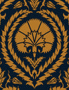 Wallpaper Acanthus and Wreath Ochre on Blue - £37.50 per Sq Metre Long Studio Design