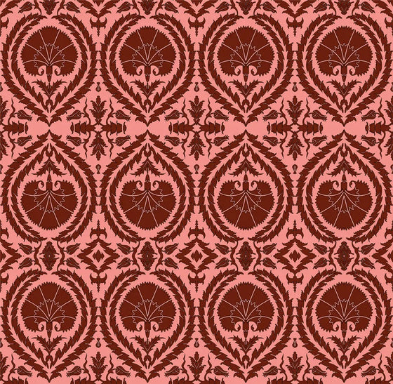 Wallpaper Acanthus and Wreath Red on Pink - £37.50 per Sq Metre Long Studio Design