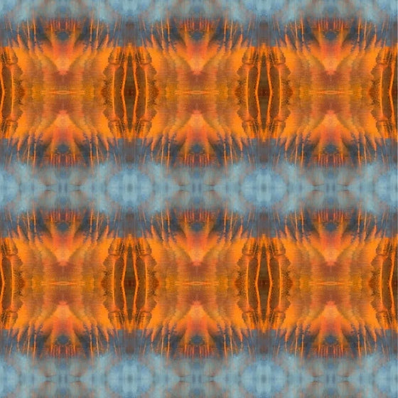 Wallpaper Blue Orange Water Abstract - £37.50 per Sq Metre Long Studio Design