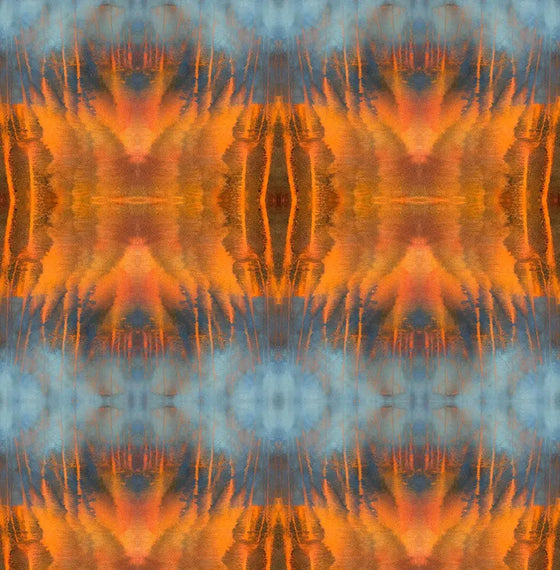 Wallpaper Blue Orange Water Abstract - £37.50 per Sq Metre Long Studio Design