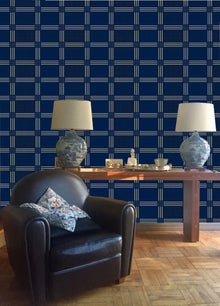  Wallpaper Grid 7 Navy Blue - £37.50 per Sq Metre Long Studio Design