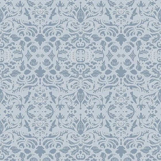 Wallpaper Hummingbird Damask Blue and Pale Blue - £37.50 per Sq Metre Long Studio Design