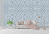 Wallpaper Hummingbird Damask Blue and Pale Blue - £37.50 per Sq Metre Long Studio Design