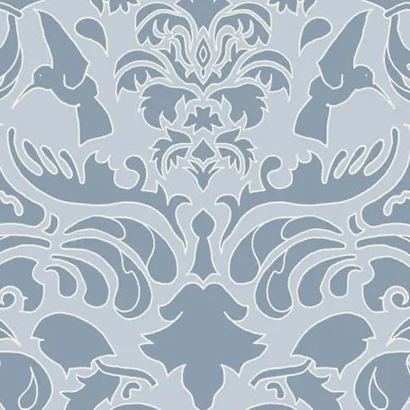 Wallpaper Hummingbird Damask Blue and Pale Blue - £37.50 per Sq Metre Long Studio Design