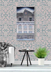  Wallpaper Hummingbird Damask Pink Sage - £37.50 per Sq Metre Long Studio Design