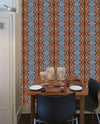 Wallpaper Orange and Blue Rose Abstract - £37.50 per Sq Metre Long Studio Design