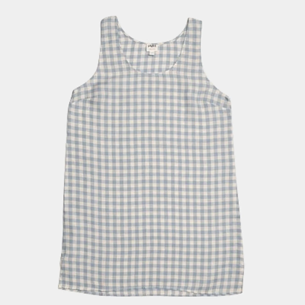 Warm Blue Gingham Linen Nightdress Piglet