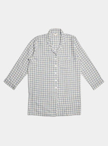  Warm Blue Gingham Linen Nightshirt Piglet