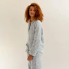 Warm Blue Gingham Linen Pyjama Trouser Set Piglet