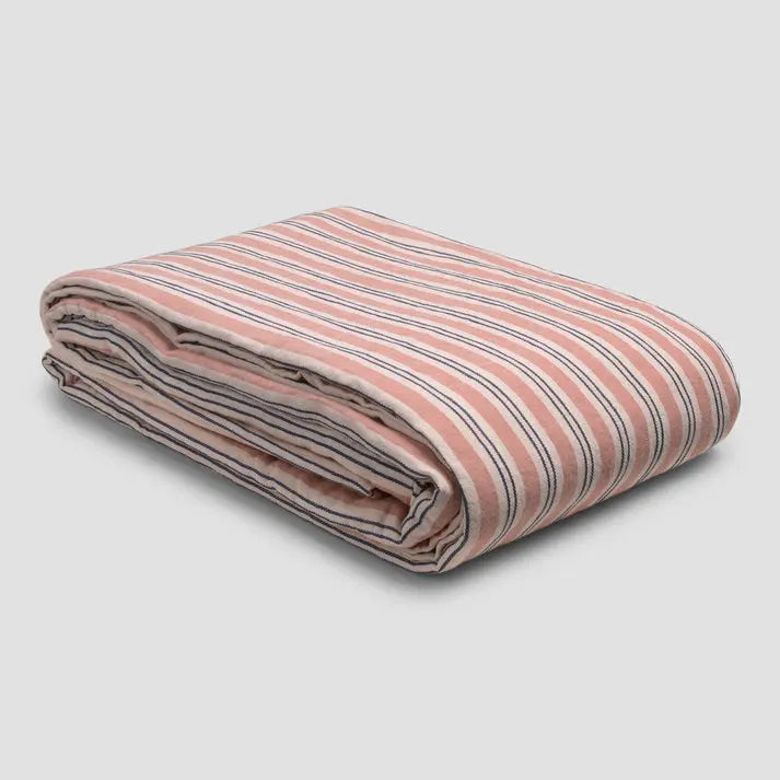 Warm Clay Somerley Stripe Linen Duvet Cover Piglet