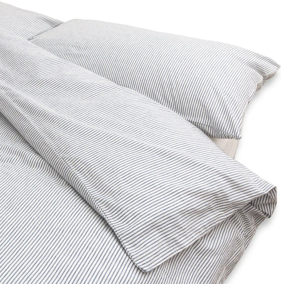 Washed Cotton Duvet Cover | Light Blue Stripe MUJI UK