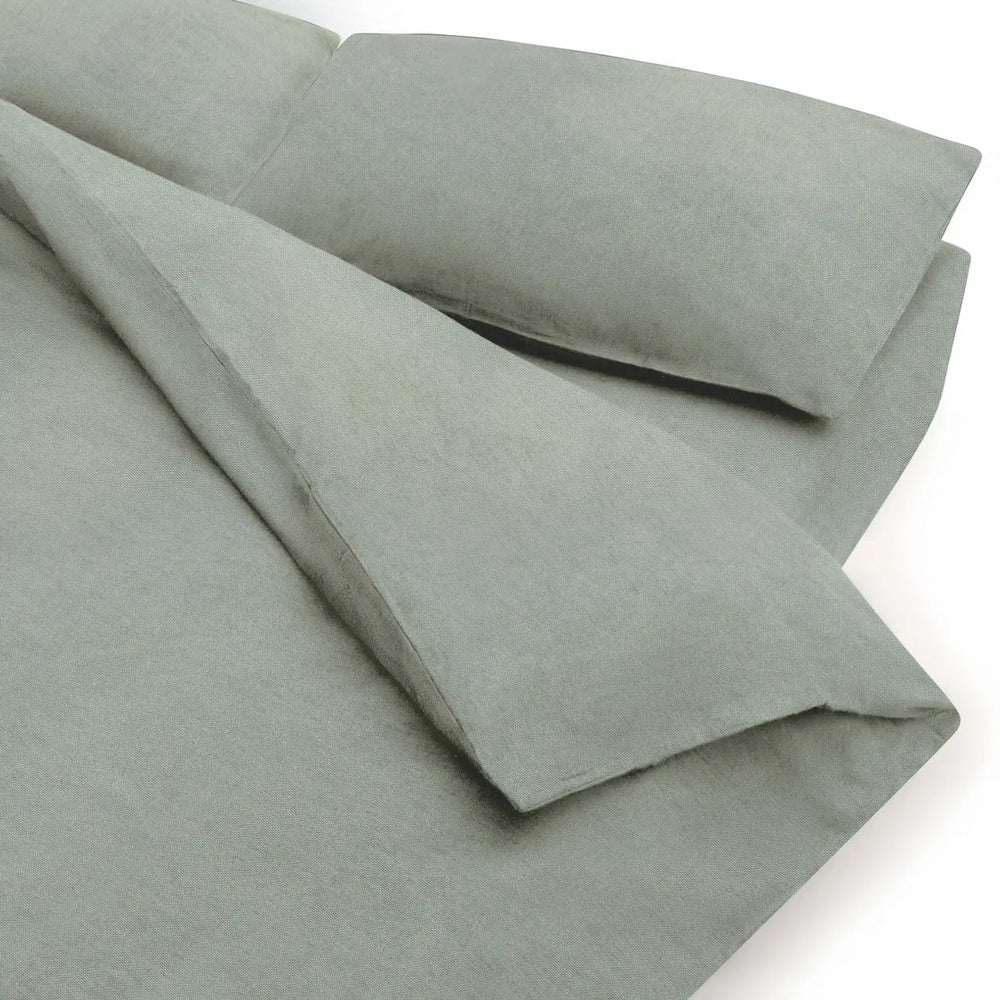 Washed Cotton Duvet Cover | Light Green MUJI UK