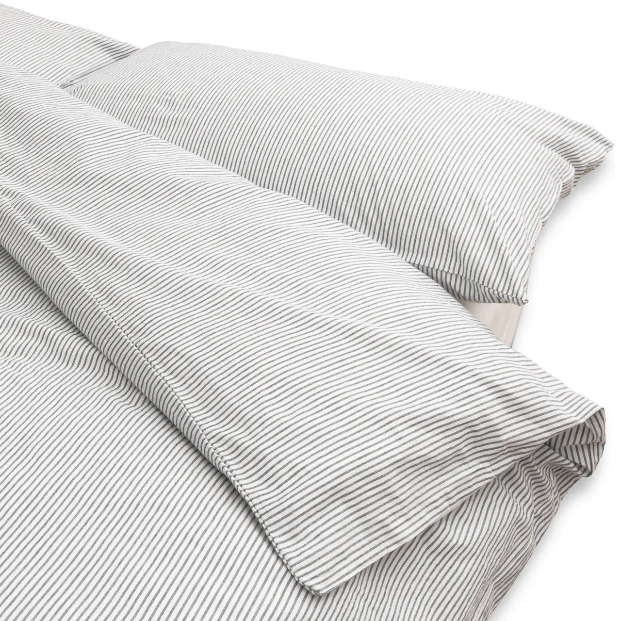 Washed Cotton Duvet Cover | Light Grey Stripe MUJI UK