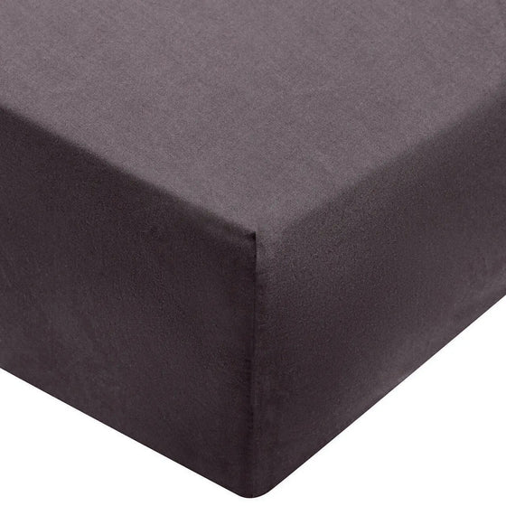 Washed Cotton Fitted Sheet Charcoal Grey MUJI UK