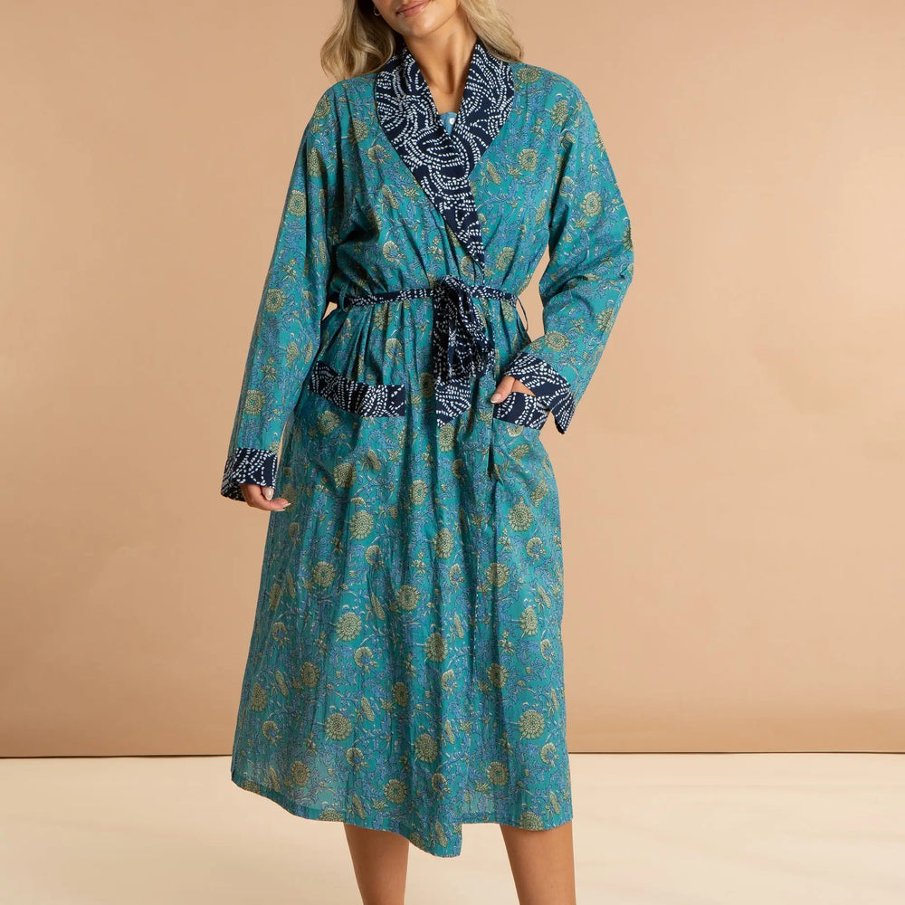 Waterlily Women's Floral Cotton Robe inara