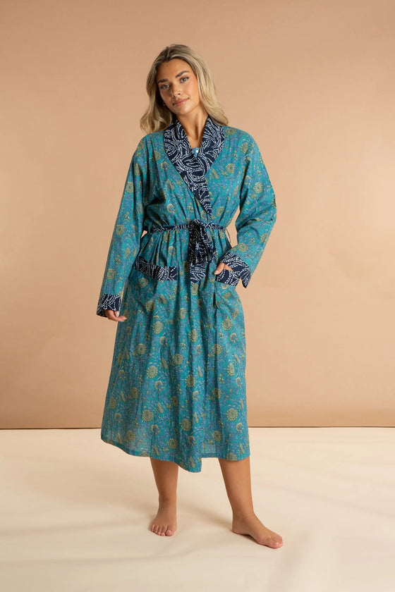 Waterlily Women's Floral Cotton Robe inara