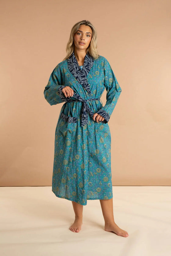 Waterlily Women's Floral Cotton Robe inara