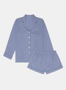  Wave Blue Tencel Linen Blend Pyjama Shorts Set Piglet