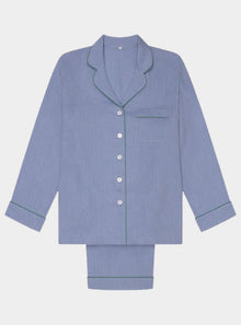  Wave Blue Linen & Tencel Women's Pyjama Trouser Set