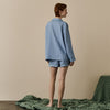 Wave Blue Tencel Linen Blend Pyjama Shorts Set Piglet