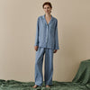 Wave Blue Linen & Tencel Women's Pyjama Trouser Set