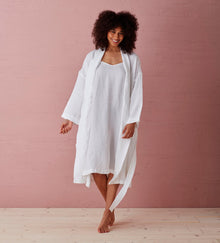  White Layla 100% Linen Robe The Secret Linen Store