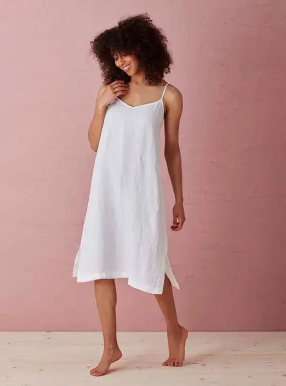 White Alice 100% Linen Cami Nightie The Secret Linen Store