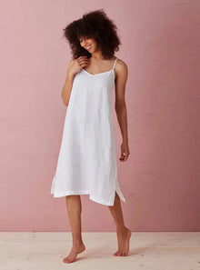  White Alice 100% Linen Cami Nightie The Secret Linen Store