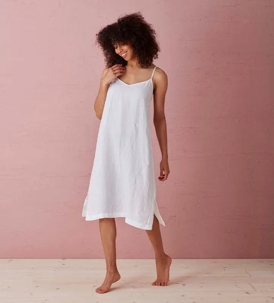 White Alice 100% Linen Cami Nightie The Secret Linen Store