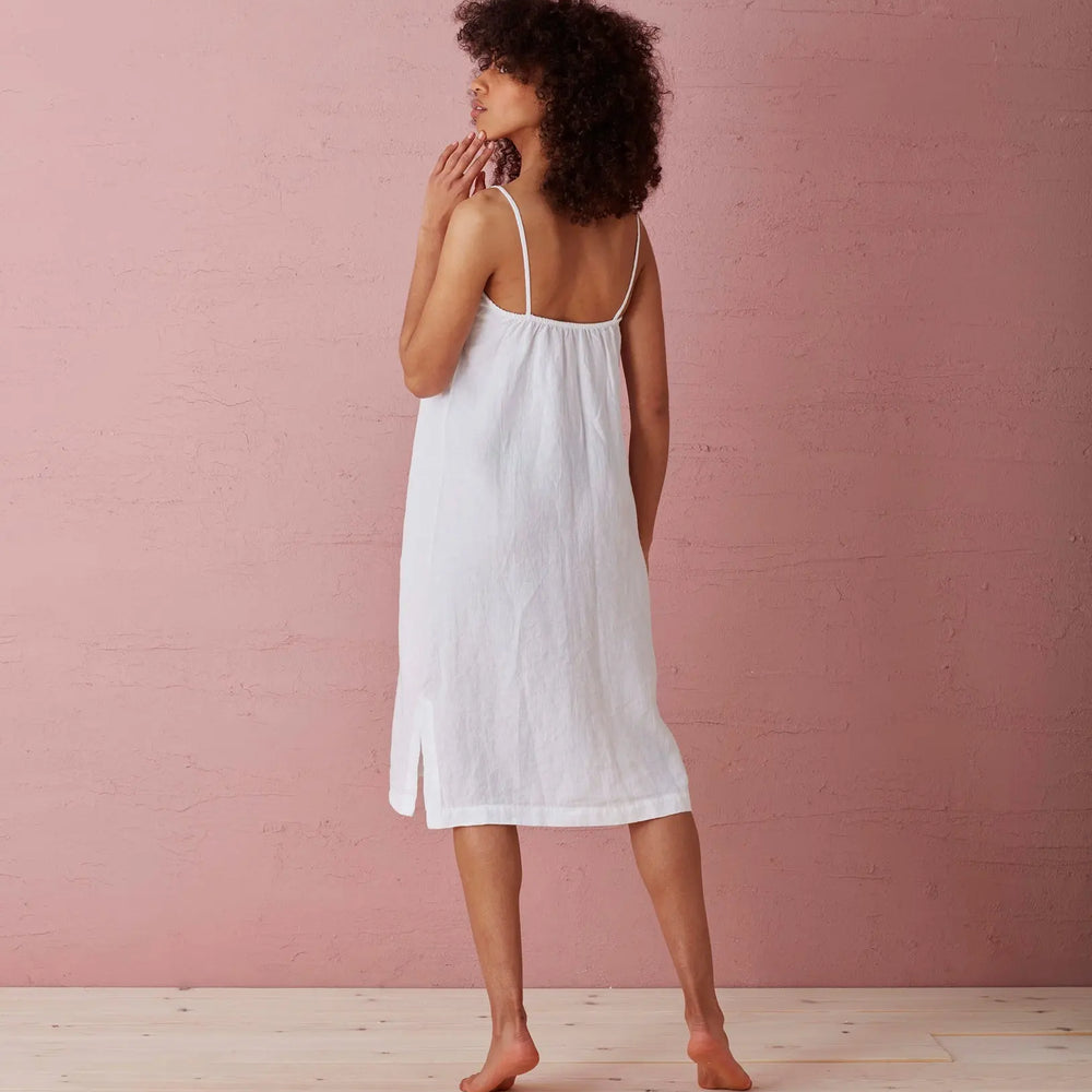 White Alice 100% Linen Cami Nightie The Secret Linen Store