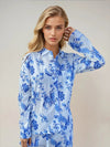 White/Blue Women's Long Sleeve Pyjama - St Ignacio AMOKA DALO