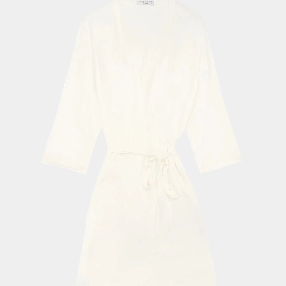 White Drape Bamboo Women's Robe Made Wright London