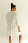 White Drape Bamboo Women's Robe Made Wright London