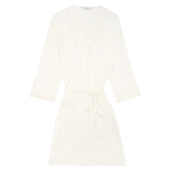 White Drape Bamboo Women's Robe Made Wright London