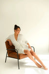 White Drape Bamboo Women's Robe Made Wright London