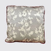 White Foliage on Grey Silk Cushion Long Studio Design