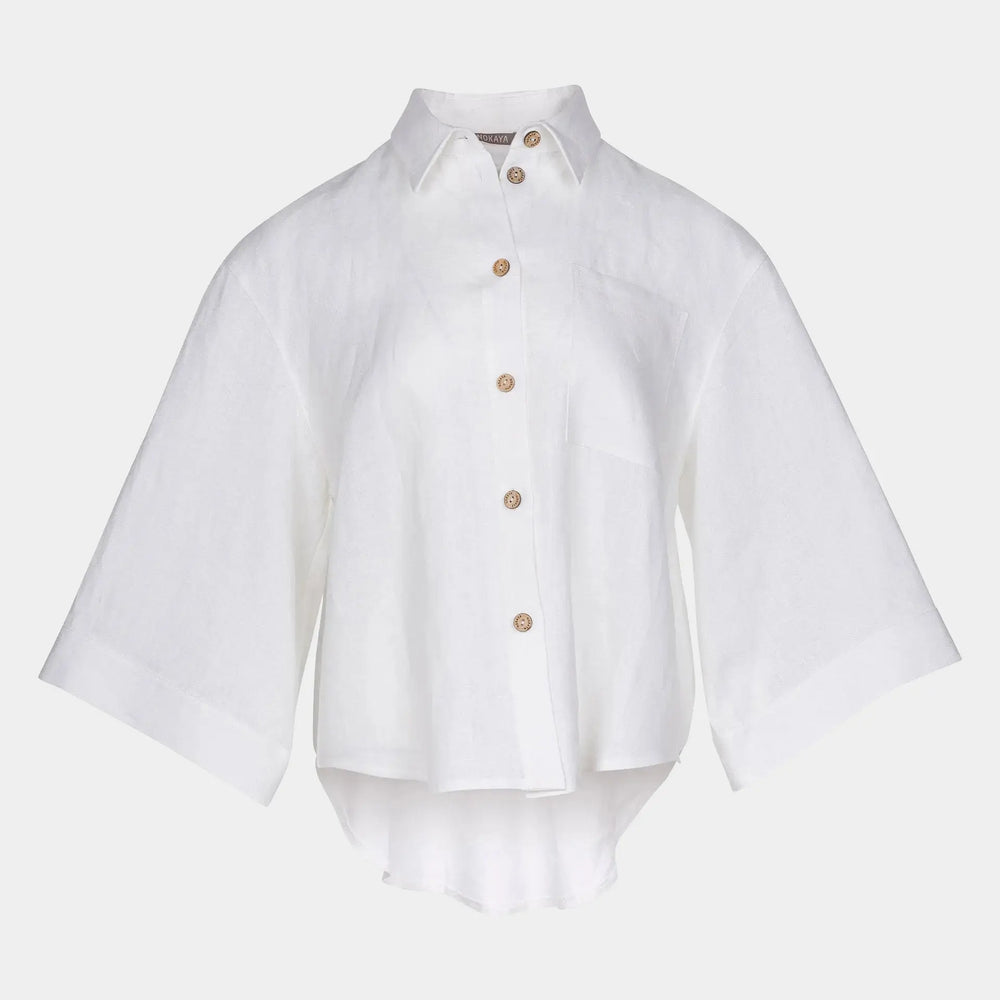 White Heavy Linen Shirt Perfect Days NOKAYA