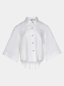  White Heavy Linen Shirt Perfect Days NOKAYA